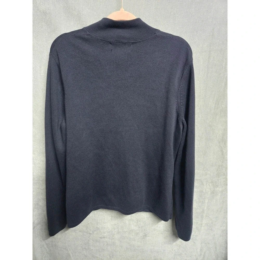 Lands' End American Airlines Navy Full Zip Mock Neck Cardigan Sweater Large